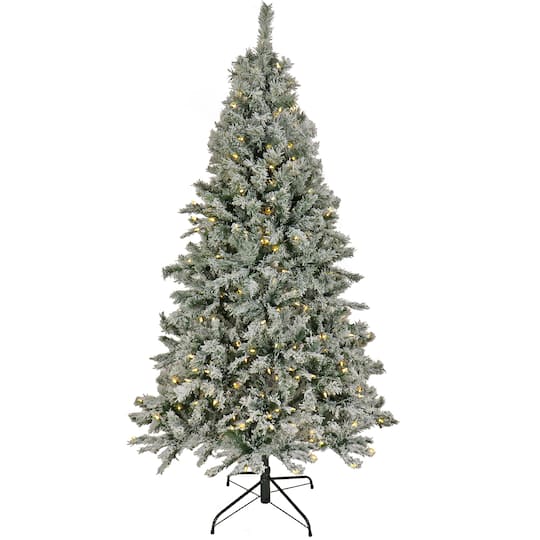 7.5ft. Snowy Harwich Artificial Christmas Tree, Dual Color&#xAE; LED Lights